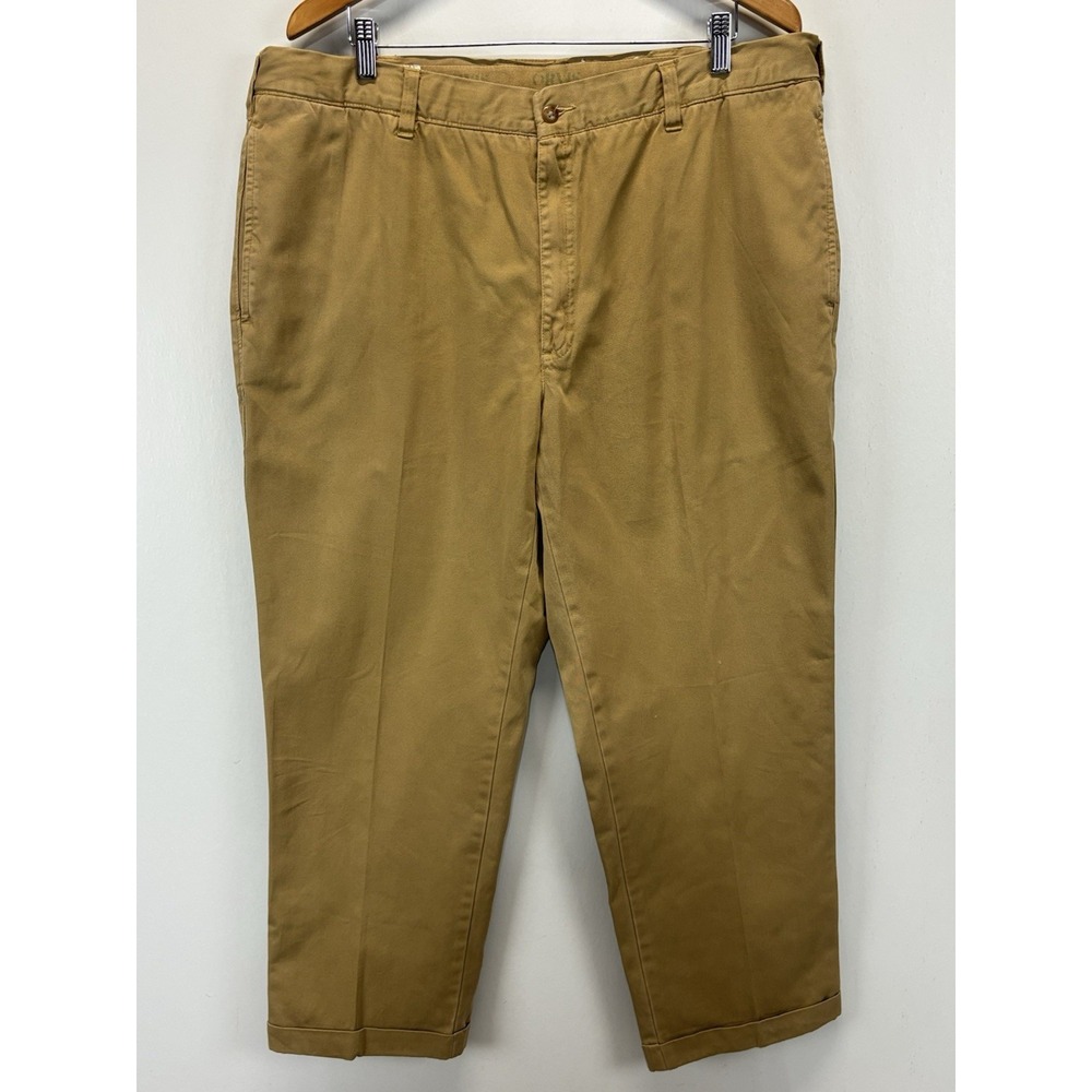Orvis Twill Chino Pants Sz 42 (40x29) Men's Cuffed Gold Preppy